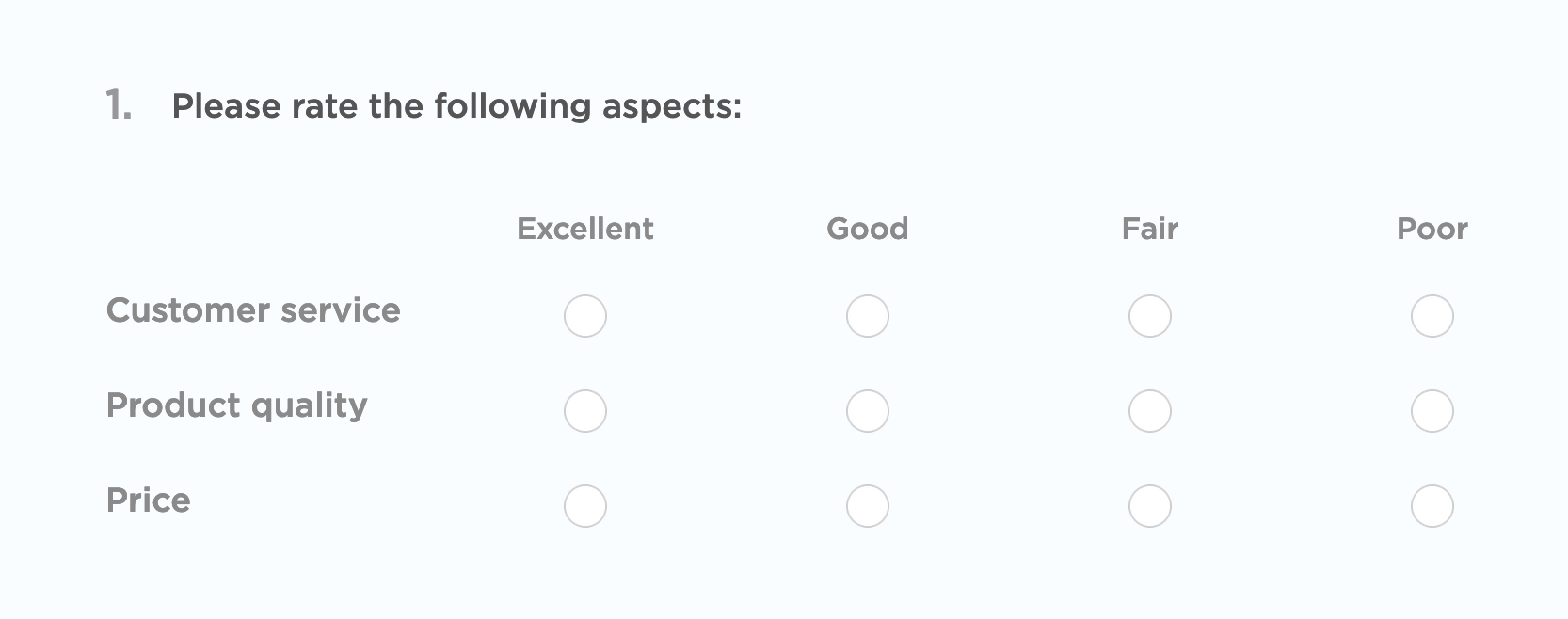 Create a Rating Scale Question