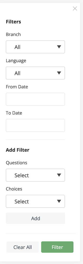 Select your filter options and then click Filter