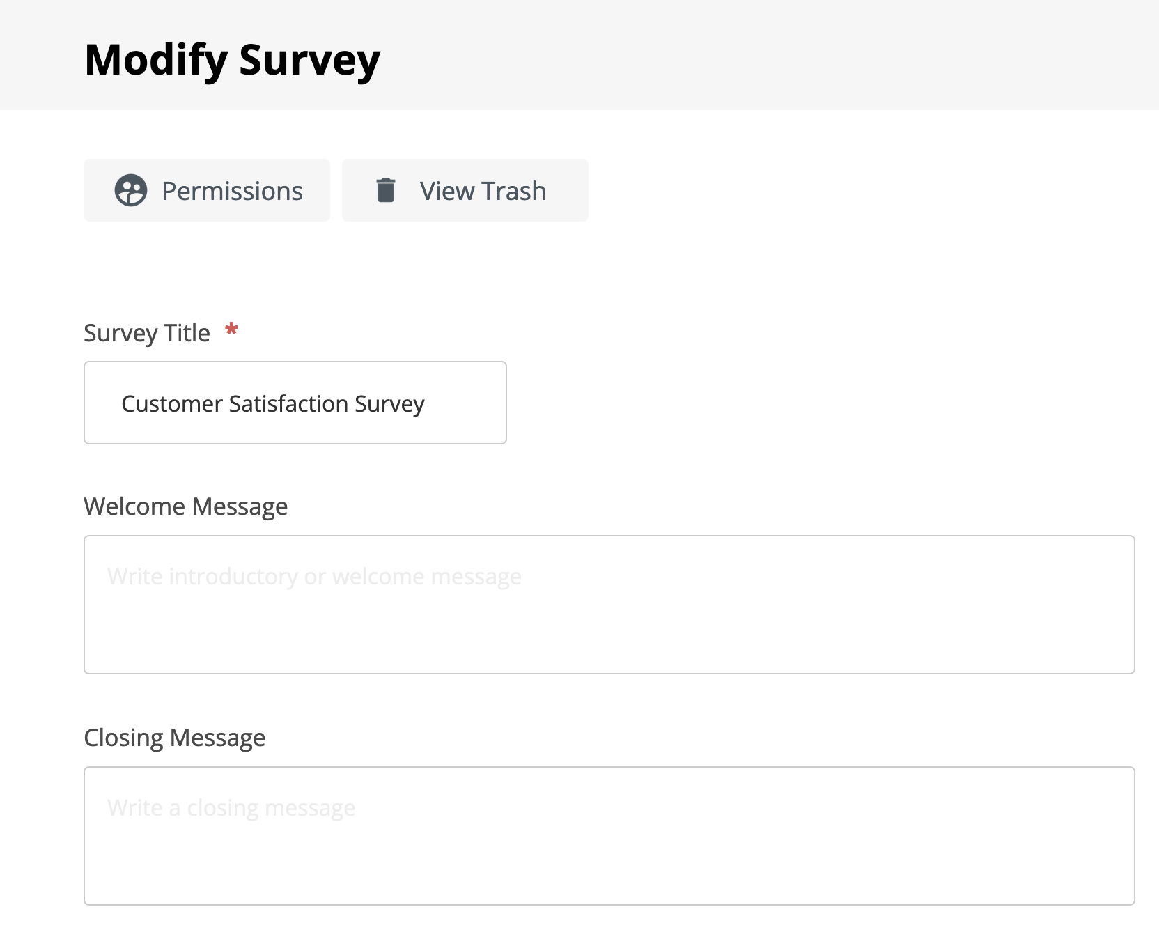 Modify the survey details