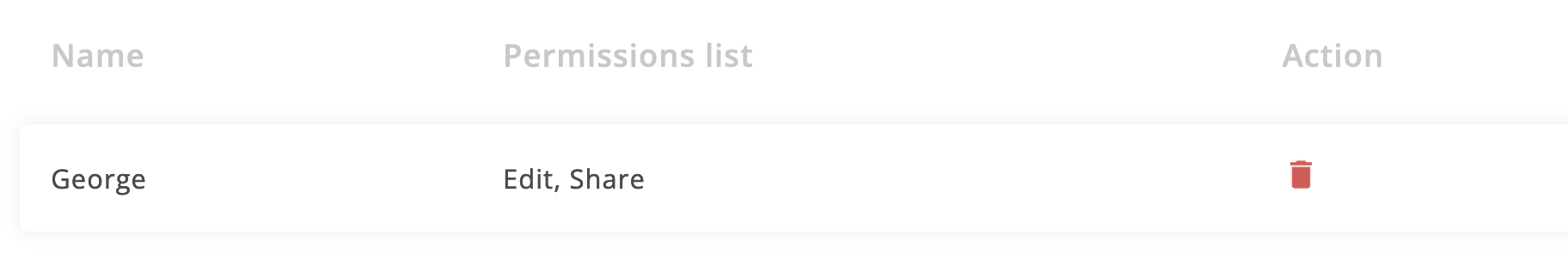 To delete a permission, click on delete icon next to it (Optional)
