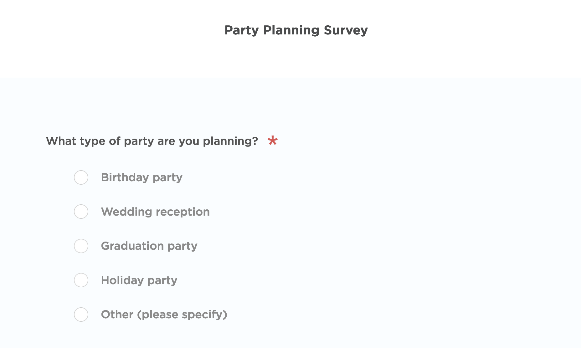 Party Planning Survey Template